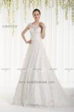 Short Sleeve Scoop Neck Lace A-Line Gown  WEDDING DRESS